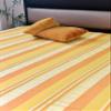 RANGBHAR Handloom Cotton Single Bedsheet Without Pillow Covers, Woven Striped Bedcover, 60 x 90 inch, Yellow,210 TC view 4