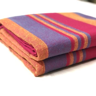 RANGBHAR Handloom Cotton Single Bedsheet Without Pillow Covers, Woven Striped Bedcover, 60 X 90 Inch, Pink,210 TC