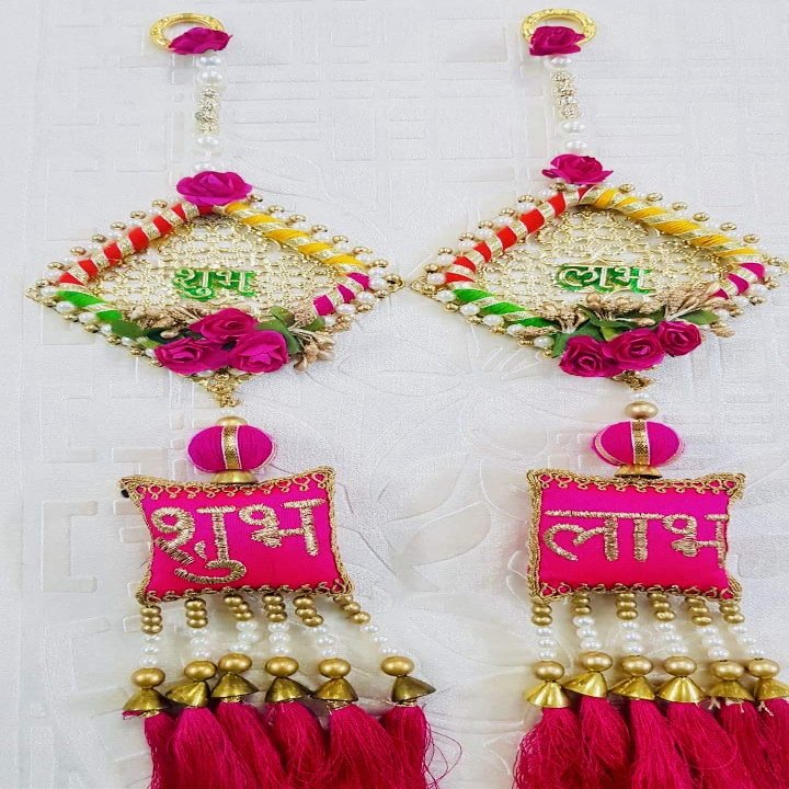 Shubh Labh/Shubh Labh Side Door Toran/Side Hangings/Festival/Home and Office Decor/Navratri/Diwali/Puja (Design 10)