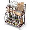 SIMRAN HANDICRAFTS 2-Tier Fordable Wrought And Cast Iron Spice Shelf ?Countertop Rack Kitchen Bathroom Counter Top Storage Organizer (Black), Tiered Shelf view 2