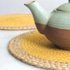 JASMEY HOMES Set of 2 Dining Table Mat 30cm Round Mat - Yellow (Single Ring) | Used as Centre Table dcor placemat/House Warming Gifts for New Home view 2