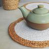 JASMEY HOMES Set of 2 Dining Table Mat 30cm Round Mat - White (Single Ring) | Used as Centre Table dcor placemat/House Warming Gifts for New Home view 4