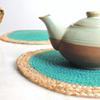 JASMEY HOMES Jute Set Of 2 Dining Table Mat 30Cm Round Mat - Green (Single Ring) | Used As Centre Table Decor Placemat/House Warming Gifts view 2