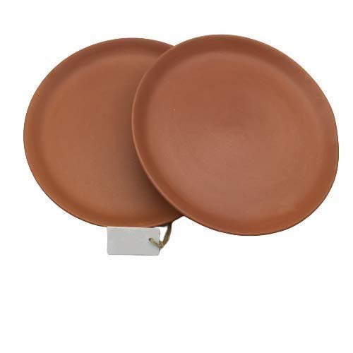 SHRIYAM CRAFT Terracotta Clay Quarter Plate, 8 inch, Brown - Set of 2