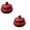 Delux Wood Carver Box/Sindur Dani Set of 2 - Wooden Sindoor Box (5x5x12 cm) - Decorative Showpiece view 1