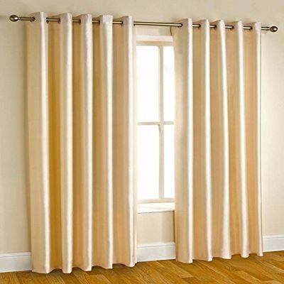 Waco Creation Curtains Crush Plain Royal Curtains for 2 Pc Eyelet Curtain (4 x 5, Cream)