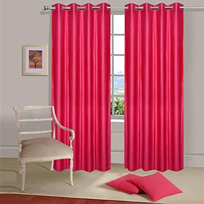 Waco Creation Curtains Crush Plain Royal Curtains for 2 Pc Eyelet Curtain (4 x 5, Pink)