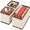 House of Quirk Storage Box Set Of 3 Closet Dresser Drawer Organizer Cube Basket Bins Containers Divider With Utensils Drawers For Underwear, Bras, Socks, Ties, Scarves, (Pack Of 1 Beige) (Fabric) view 4
