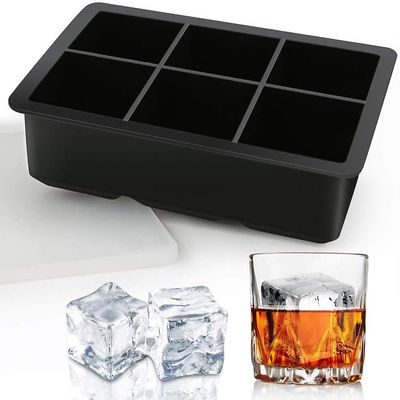 Luvina Ice Cube Trays Silicone, Large Square Ice Cube Molds for Whiskey, Reusable and BPA Free (Ice Cube Trays Square) BLACK (1)