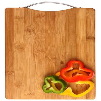 MR BRAND CREATION Kitchen Household Tough & Durable Poly Cutting & Non-Slip Wooden Bamboo Cutting Board with Antibacterial Surface with Premium Stainless Steel Handle, Brown (Wooden, REGULER)