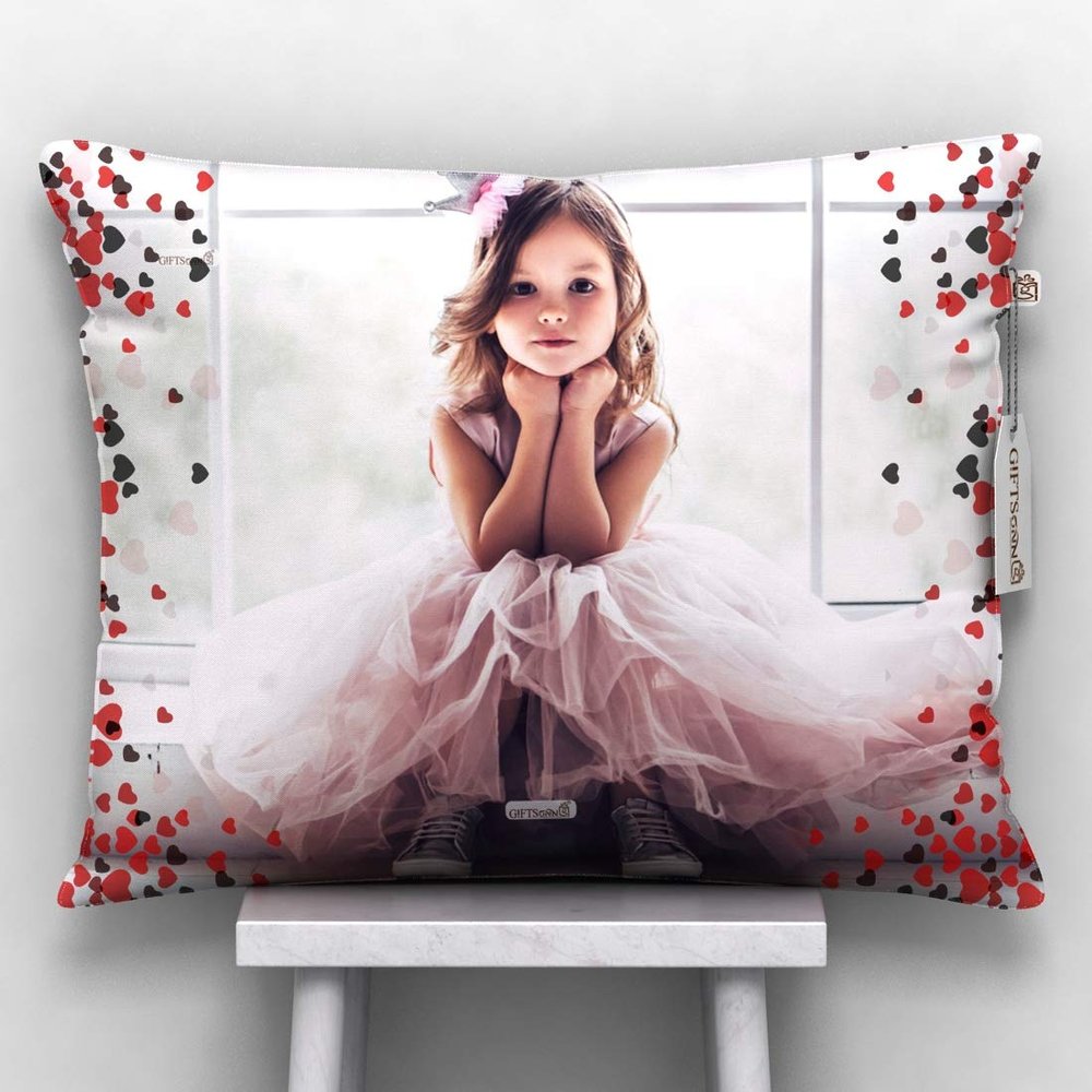 GiftsOnn 9 Photos Personalized Cushion (Collage Pillow, 12"x12") (12x15 - White Color, White Color - 1 Photo)