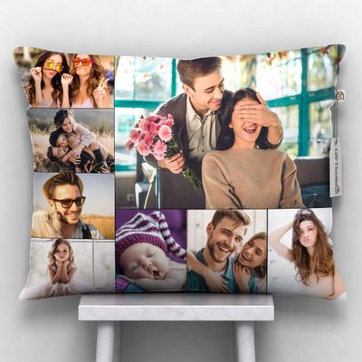 GiftsOnn 9 Photos Personalized Cushion (Collage Pillow, 12"x12") (12x15 - White Color, White Color - 8 Photos)