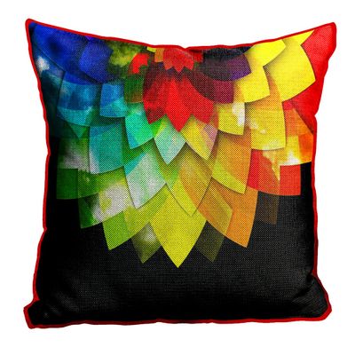 MUKESH HANDICRAFTS Jute Fabric Printed Decorative Cushion Covers for Living Room, Bed Room, Sofa,Chairs Set of 1 (Multicolour, Size 24 x 24 Inches)