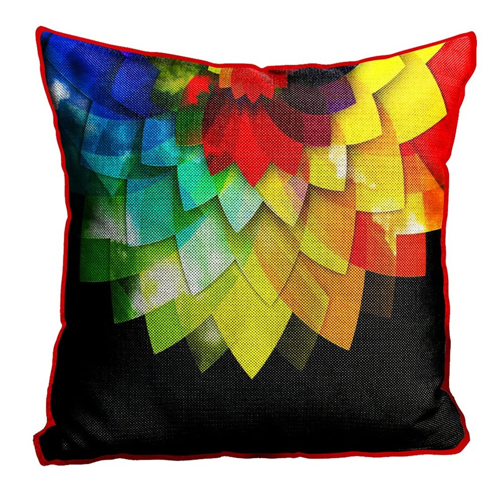 MUKESH HANDICRAFTS Jute Fabric Printed Decorative Cushion Covers for Living Room, Bed Room, Sofa,Chairs Set of 1 (Multicolour, Size 24 x 24 Inches)