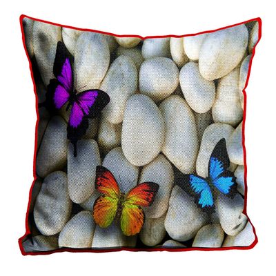MUKESH HANDICRAFTS Jute Fabric Printed Decorative Cushion Covers for Living Room, Bed Room, Sofa,Chairs Set of 1 (Multicolour, Size 24 x 24 Inches)