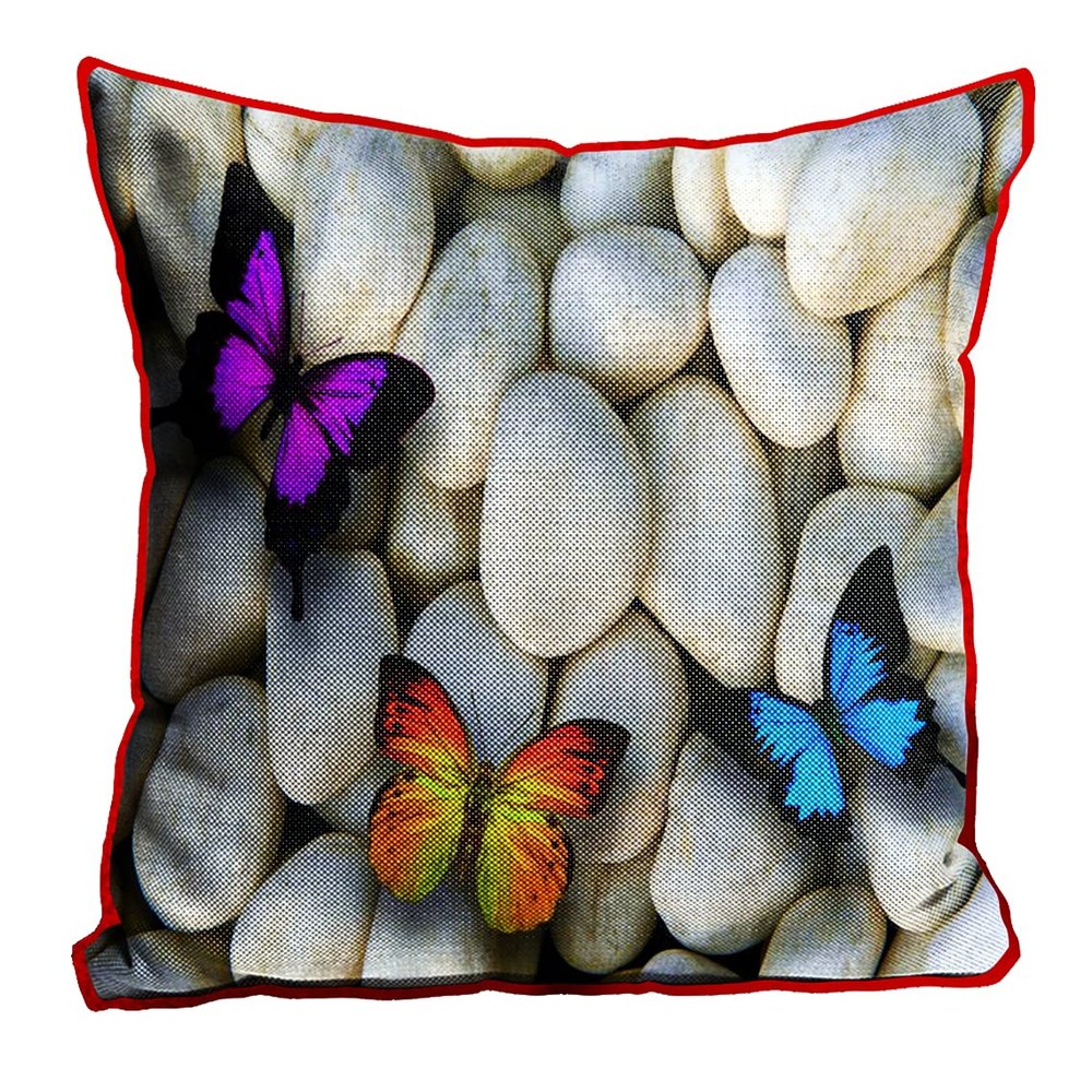 MUKESH HANDICRAFTS Jute Fabric Printed Decorative Cushion Covers for Living Room, Bed Room, Sofa,Chairs Set of 1 (Multicolour, Size 24 x 24 Inches)