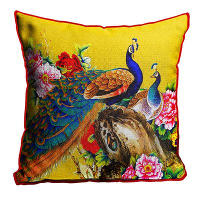 MUKESH HANDICRAFTS Jute Fabric Printed Decorative Cushion Covers for Living Room, Bed Room, Sofa,Chairs Set of 1 (Multicolour, Size 24 x 24 Inches)