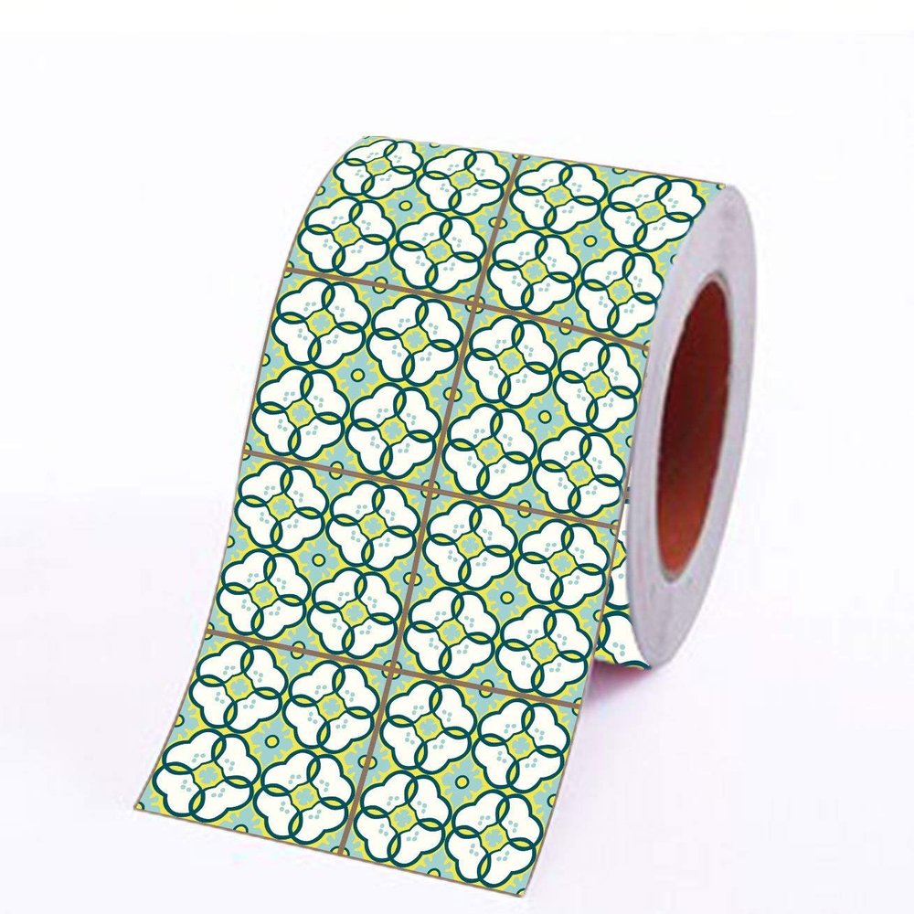 PRINTELLIGENT Vinyl Designer Wall Floor Tile Sticker (500 x 10 cm) Multicolour, (Design 07)
