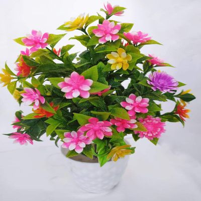 Rudra Fancy Store Multicolor Sunflower Artificial Flower with Pot | Flower vase for Home Decoration | Flower Pot with Artificial Flowers| Artificial Flower with White Pot