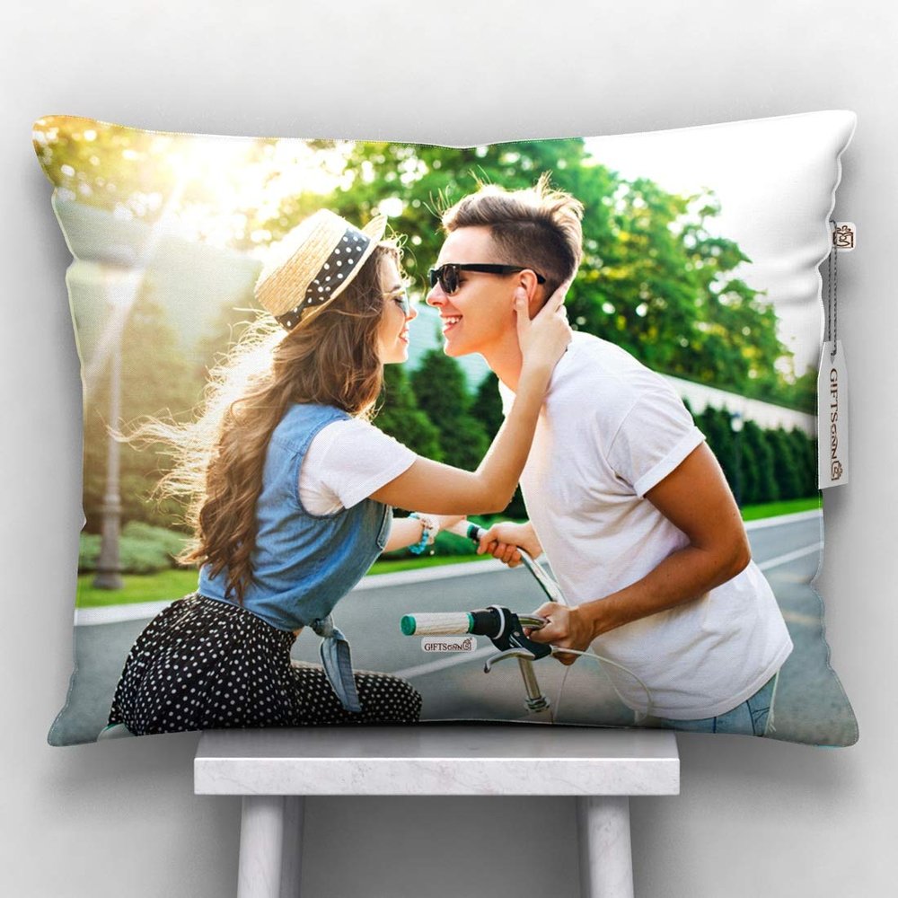 GiftsOnn Personalized Pillow/Cushion, Photo Pillow Valentine Day,Birthday,Anniversary, mothers's Day, Father's Day,Raakhi (Black, 12x15)