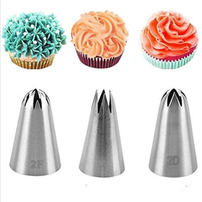 Perfect Pricee 3Pcs Set 1M 2F 2D Cake Icing Nozzles Stainless Steel, Cake Decorating Tool