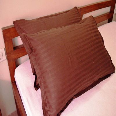 Belive-Me Home Linen Cotton 210 TC Brown Pillow Covers Set of 2 (17 inch x 27 inch, Brown, 2 Pieces)