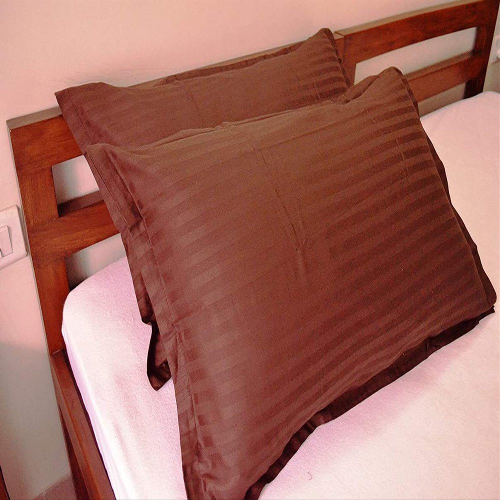 Belive-Me Home Linen Cotton 210 TC Brown Pillow Covers Set of 2 (17 inch x 27 inch, Brown, 2 Pieces)