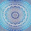 DRAVY HANDICRAFTS Cotton Mandala Ombre Tapestry Wall Hanging Bedsheet (Blue, Twin , 84x54 Inches) view 3