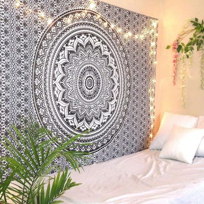 DRAVY HANDICRAFTS Tapestry Mandala Ombre Tapestry Wall Hanging Bedsheet Cotton Bedsheet Wall Tapestry Bed Wall Hanging Tapestry (Multicolour 8, Twin (84x54 Inches))