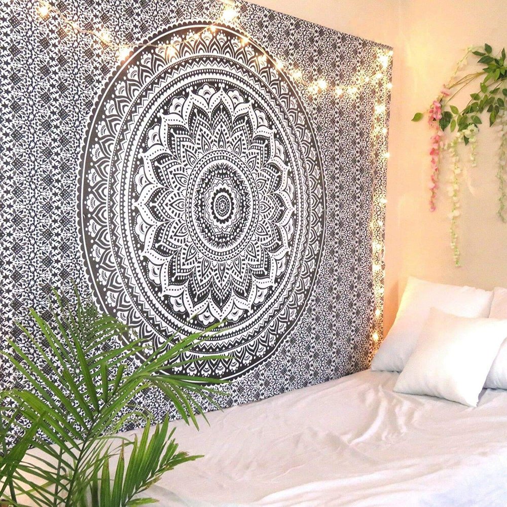 DRAVY HANDICRAFTS Tapestry Mandala Ombre Tapestry Wall Hanging Bedsheet Cotton Bedsheet Wall Tapestry Bed Wall Hanging Tapestry (Multicolour 8, Twin (84x54 Inches))