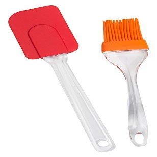 SHEEJAI Silicone Non-Sticky Spatula and Oil Brush Reusable Kitchen Set for Cooking Multicoloured (Big Size)