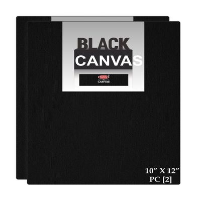 Variety Canvas Fine Grain 100% Cotton Canvas 7oz Primed Board (Black, 10X12 [Set of 2])
