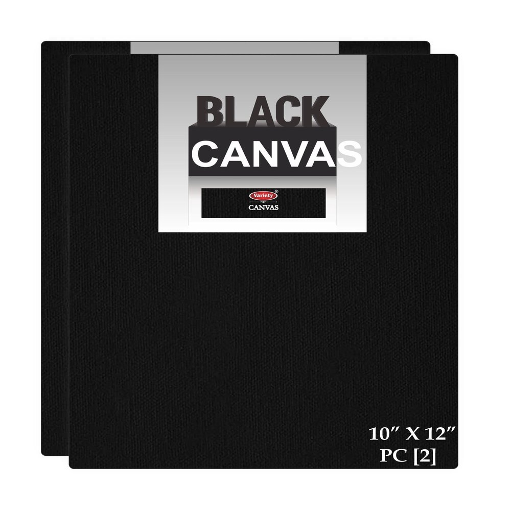 Variety Canvas Fine Grain 100% Cotton Canvas 7oz Primed Board (Black, 10X12 [Set of 2])