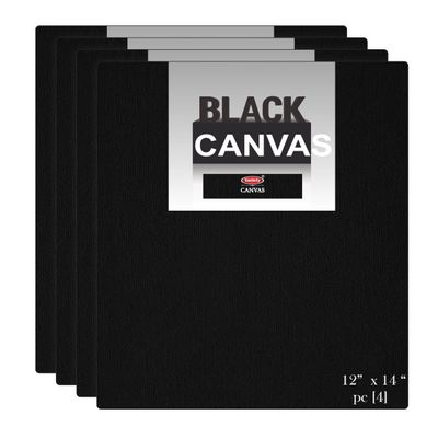 Variety Canvas Fine Grain 100% Cotton Canvas 7oz Primed Board (Black, 12X14 [Set of 4])