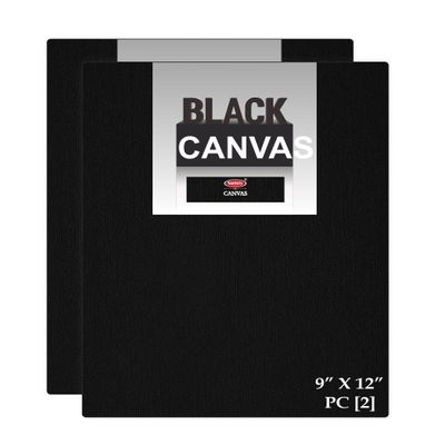 Variety Canvas Fine Grain 100% Cotton Canvas 7oz Primed Board (Black, 9X12 [Set of 2])