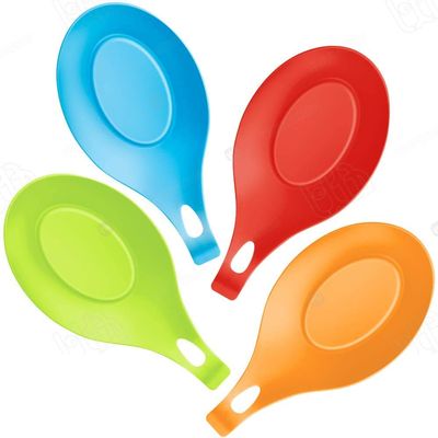 NEAR STOP Silicone Spoon Rest, Kitchen Silicone Spoon Holders for Kitchen Accessories, Spoons, Spatula, Brushes, Cutlery (Multicolor, 2, Large)
