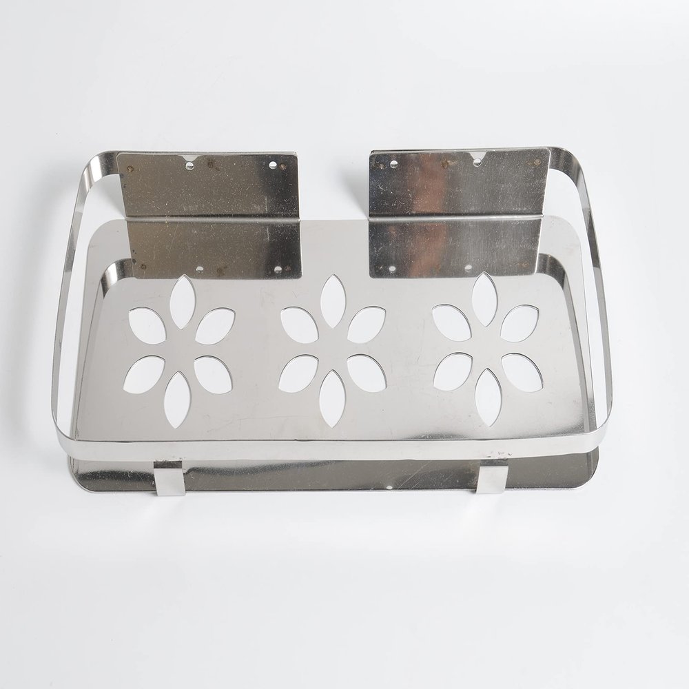 Stainless Steel Wall Mount Bathroom Shelf, Multi-Functional Storage Shelf, Kitchen Shelves, Silver