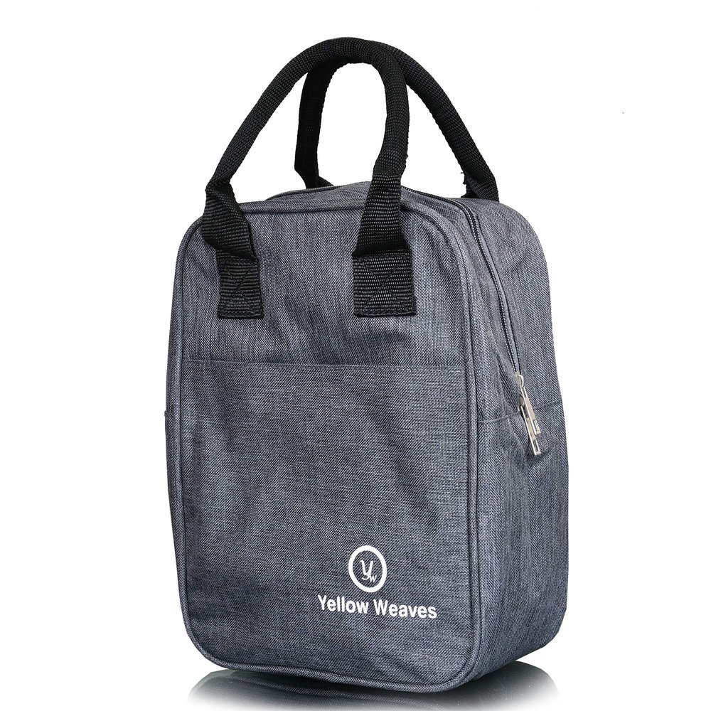 Yellow Weaves Insulated Travel Lunch/Tiffin/Storage Bag for Office, College & School, (Grey, Canvas)