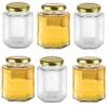 Wellxo -Pack of (6) Hexagon Shape Glass Jar and Container (500 ml) with Rust Proof Air Tight Lid view 1