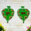 Ritwika's Decorative Handcrafted Wooden Shubh Labh Door Hangings Showpiece for Diwali, Wedding Or House Warming | Size 12 cm x 16 cm, Set of 2 (Green) view 2