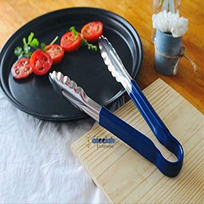 Steelish Stainless Steel Utility Tong for Kitchen Frying Cooking BBQ Tong | Serving Tong (Blue)