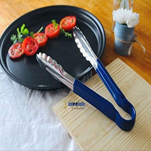 Steelish Stainless Steel Utility Tong for Kitchen Frying Cooking BBQ Tong | Serving Tong (Blue)