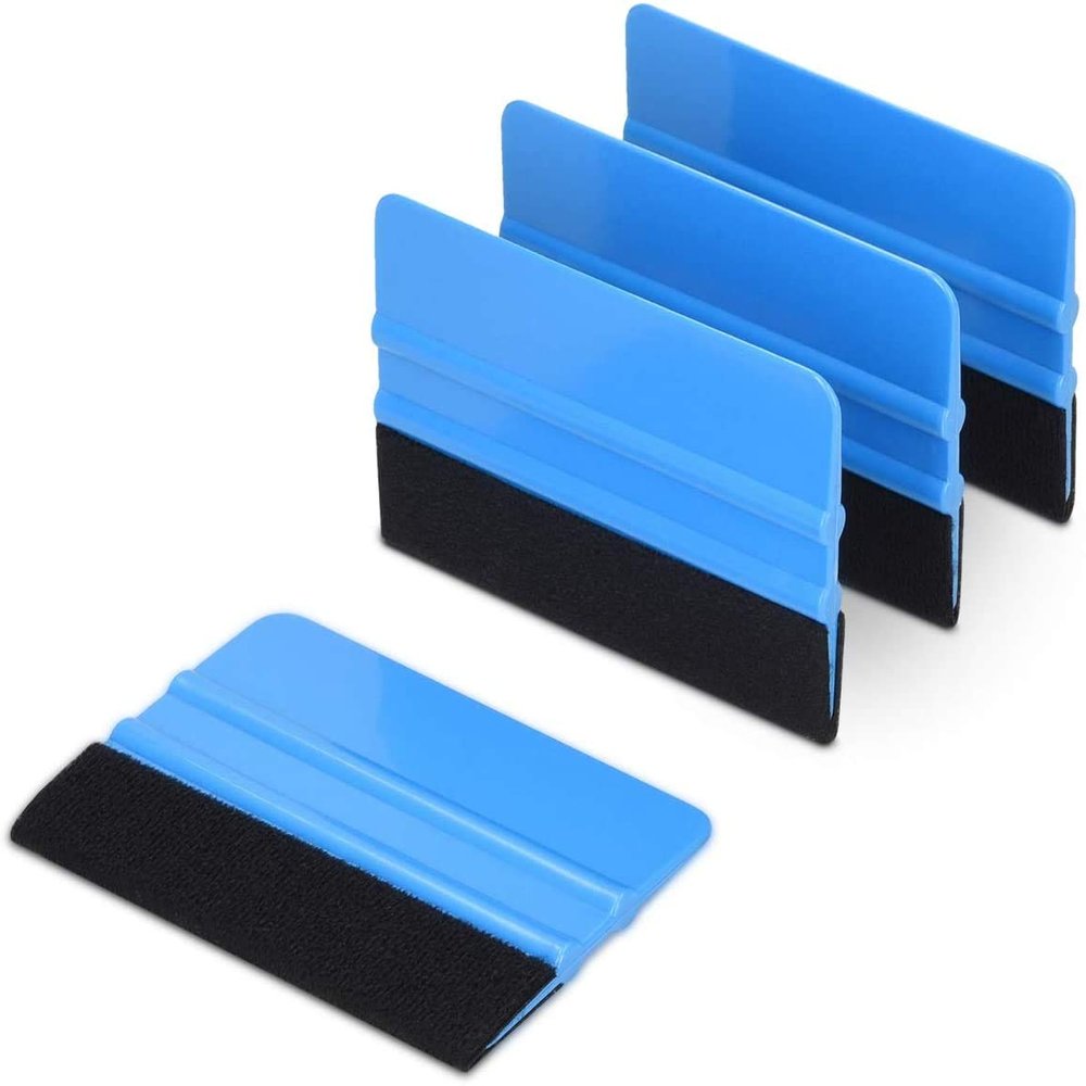 SPAK- KAL Plastic Felt Edge Squeegee - Car Squeegee Decal Soft Vinyl Wrap Window Tint Application Tool - 4 Inch Soft Felt Edge Scraper - 4 Pieces