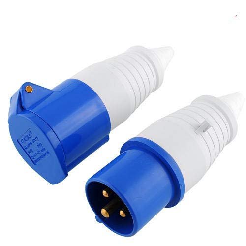 Tool Zone  Industrial 16A 3pin | 220-240V IP44 Rated |Single Phase for External use | Heavy Duty - Blue (Plug & Socket)