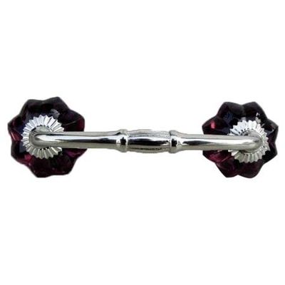 Indian-Shelf 1 Pack Glass Multicolor Drawer Pulls T Bar Vintage Kitchen Cabinet Handles Silver Hardware 4'' Hole to Hole Dresser Door Handle -BH-25(GFK-07)