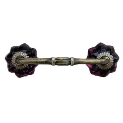 Indian-Shelf 1 Pack Glass Multicolor Cabinet Pulls T Bar Vintage Kitchen Drawer Handles Door Dresser Handles Antique Hardware 4'' Hole to Hole -BH-25(GFK-07)