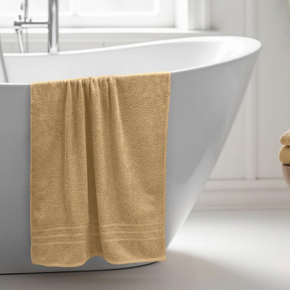 Sassoon Melrose 100% Cotton Large Bath Towel for Men in 400 GSM- Beige (1 Piece, 70x145 cm) Antibacterial Cotton Towels for Bathing, Light Weight & Quick Drying | Perfect for Daily Use