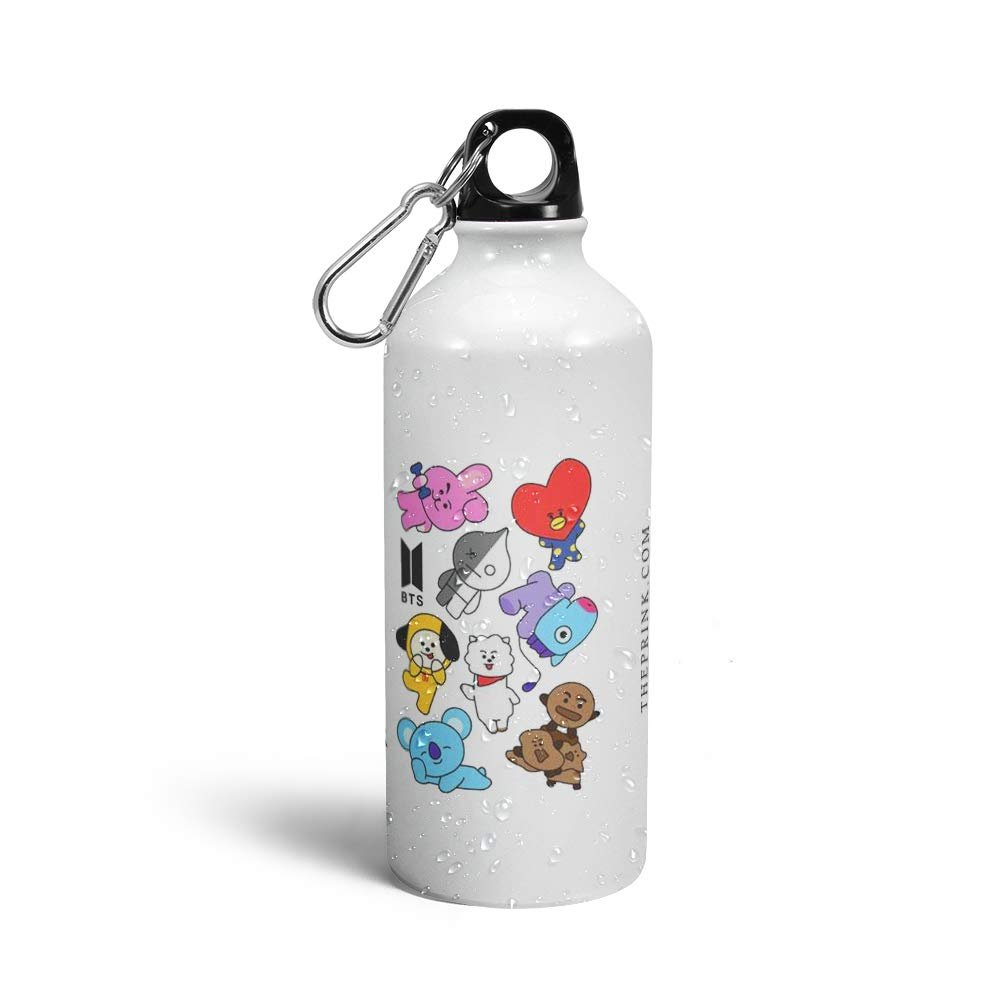 Prink Aluminum Water Bottle (White, 600 ml) Set of 1