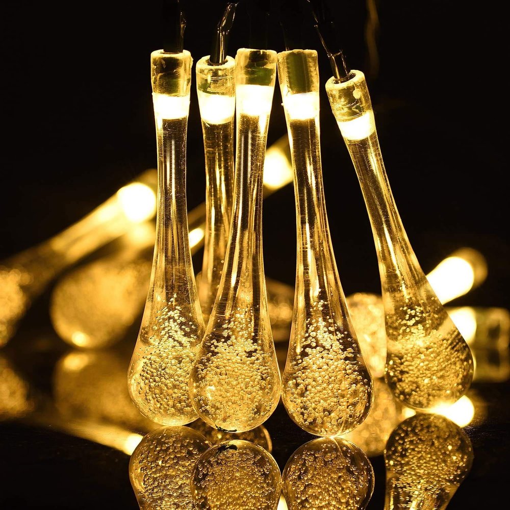 fizzytech 4M 20 LED Waterdroop String Lights  Waterproof Copper Wire Warm White Decorative Lights for Home, Diwali, Party, Christmas, Wedding & DIY Decoration