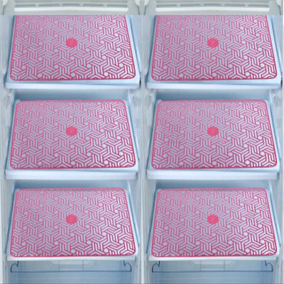 E-Retailer Waterproof PVC Refrigerator Drawer Mats/Multipurpose Mats/Fridge Mats Set of 6 Pcs (Color-Jali Pink, Size-17.5x12 Inches)
